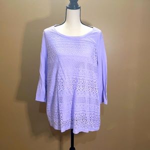 Lavender Croft & Barrow 3/4 Sleeve Top